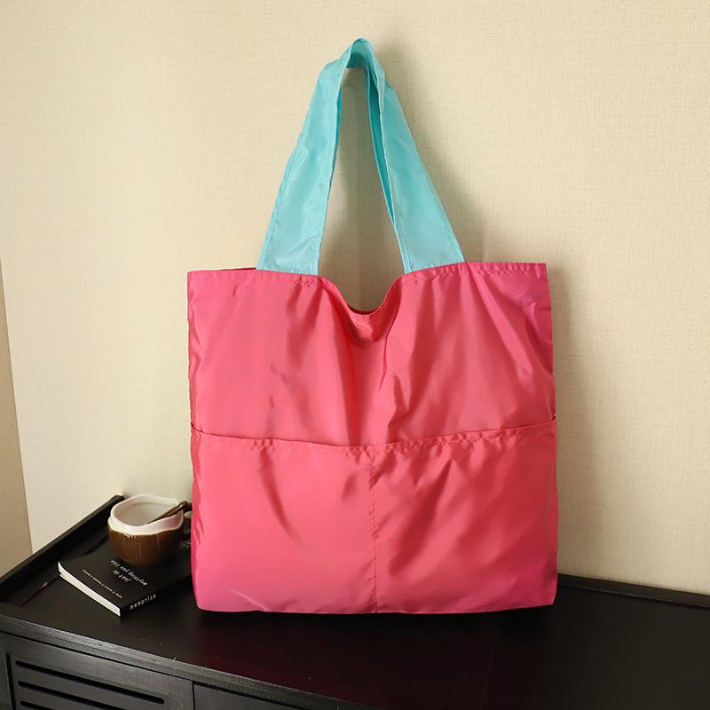 Japanese-Style Foldable Cloud Bag: Portable, Large-Capacity, Waterproof Shoulder & Handheld Grocery Bag with Zipper.