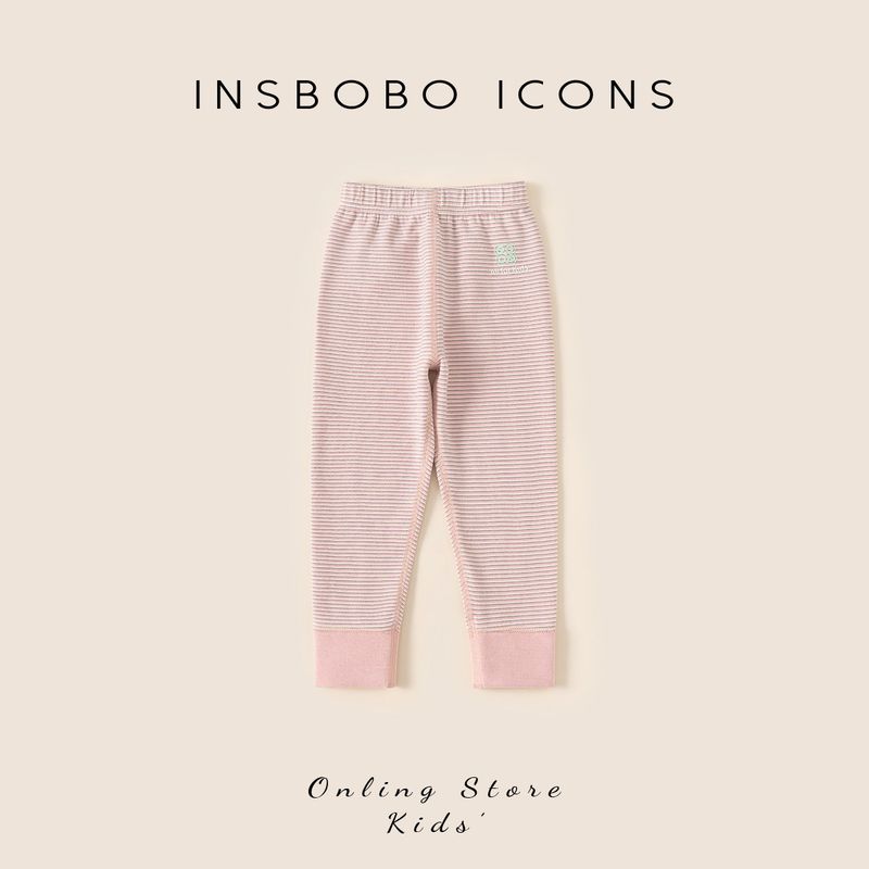 Insbobo Children s Pants 2025 Winter Thermal Pants Boys New Style Children s Pants Girls Autumn and Winter Clothing Baby Children s Clothing Pink Stripes 80