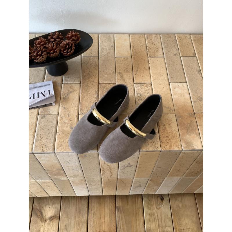 Retro Shallow Mouth Flat-soled Single Shoes Women's 2025 Autumn New Metal Ballet Style Doudou Mary Jane Shoes