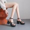 Summer Thin Strap Buckle Leisure Solid Color Ultra-light  Heels Comfortable  Versatile Sandals Slim and Tall