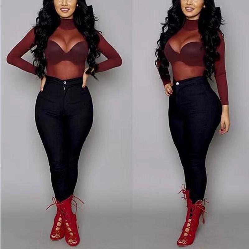 Summer Women's Blouse Bottoming Shirt Sexy Ultra-thin Mesh Stretch Tight Long-sleeved Half-high Neck Bottoming Shirt