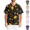 Men's Printing Short Sleeve V-neck Working Blouse Chest Pocket Carer Top