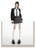 Plus Size Gray Woolen High Waist A-line Skirt for Spring/Autumn