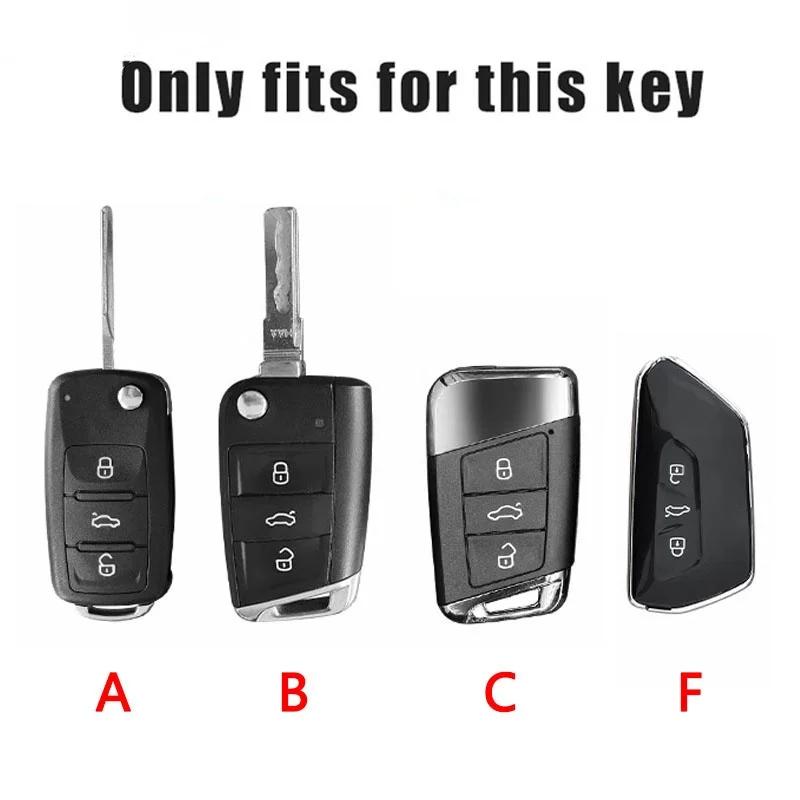 Valve Stems Caps For VOLKSWAGEN VW Leather Car Remote Key Case Cover Protection Holder Shell Fob For VW Volkswagen Golf 7 MK7 Ti RC6