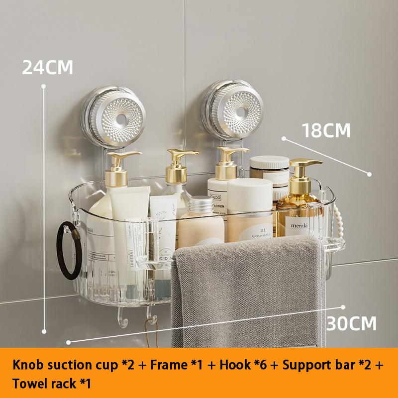 1PC Suction Cup Washbasin Storage Rack Self-Adhesive Bathroom Organizer No Drilling Required Punch-Free Installation
