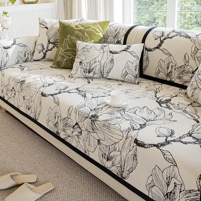 Living Room Sofas Non-slip Flowers Chenille Sofa Cushion Couch Covers Mat Slipcover Funda Sofa Mats