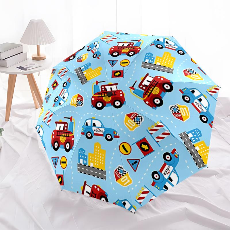 1pc Firetrucks PoliceAutomatic Open/close Umbrella, 8-Rib Sturdy Structure, Portable Travel Umbrella, Parties, Everyday Usec109