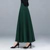 Maxi Skirt High Waist A-Line Long Skirt with Pockets Breathable Slimming Large Hem Design Office Lady Skirt