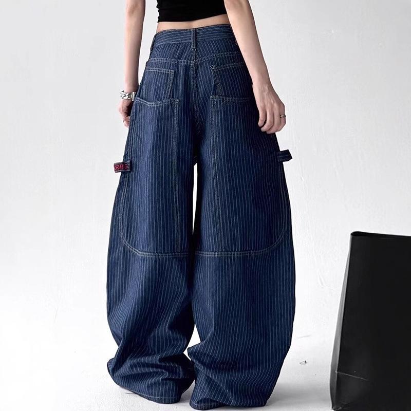 JYL Men's Flare Jeans American  Stripe Slim Winter High-Street Vibe Denim Pants