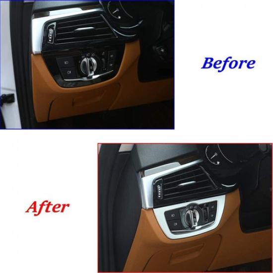 Silver Headlight Switch Cover Trim Fit for BMW 5 Series G30 G31 2017-