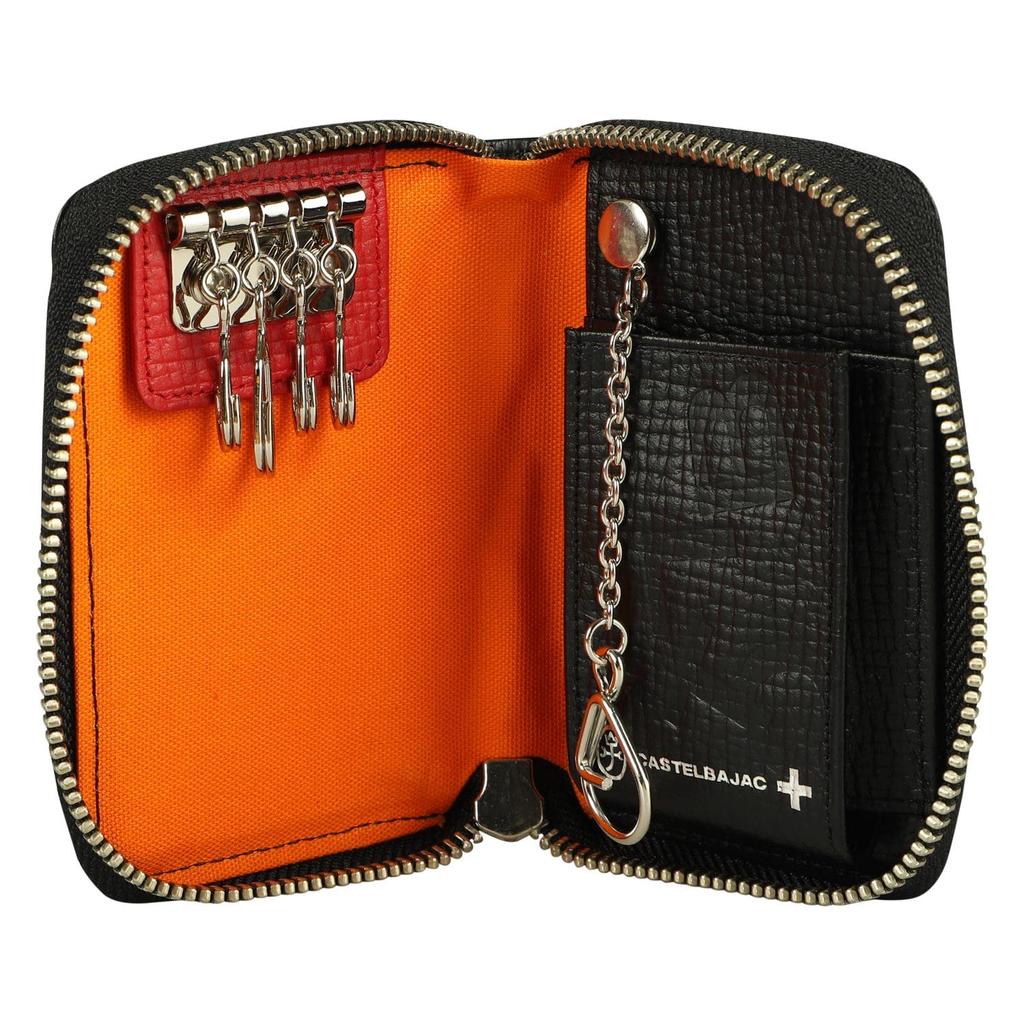 Key Case Piccolo Smart Key Genuine Leather Round Zipper 4 Rows PICCOLO SERIES KEY CASE 22612 Black [Castelbajac] Men's Women's