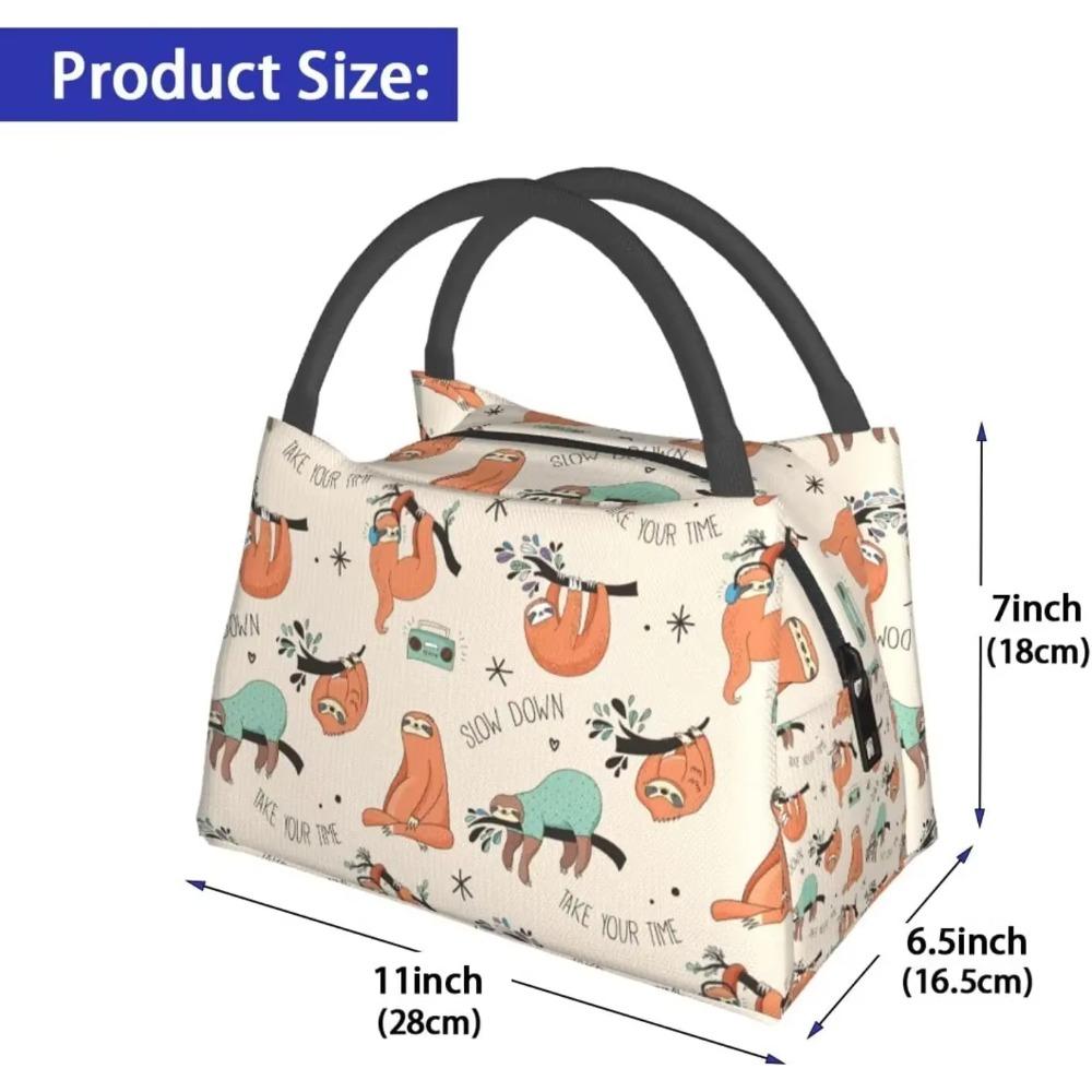 Funny Sloths Lunch Bag Reusable Portable Insulated Cute Animal Large Lunch Box Tote Bag for Women Men School Work Office