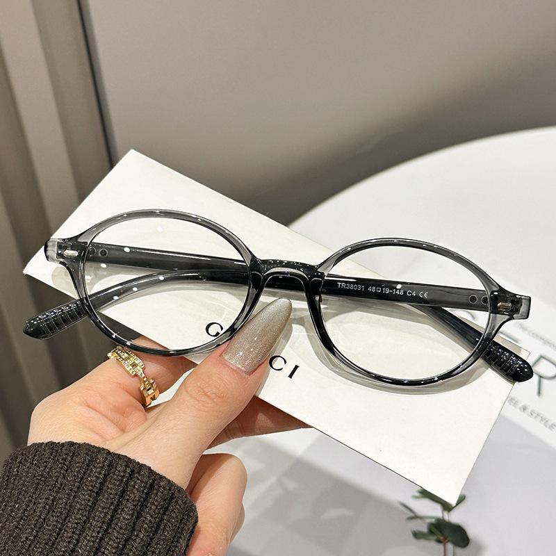 Fake Nerd-style oval frame women's tortoiseshell glasses, ultra-light eyeglass frame, natural look TR90