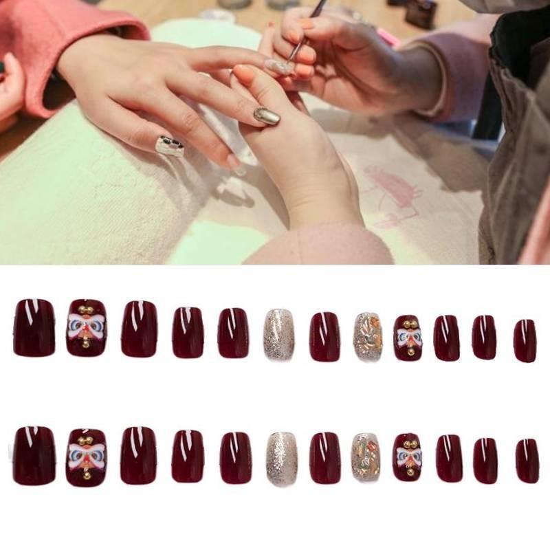 Wholesale Lion Dance Nail Art Gems Wearable Nail Stickers Jp101 Iron Bangs Sparkling Sweet Style Cartoon