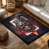 Gothic Skull Card Rug, Red Black Playing Card Design, Anti-Slip Area Mat for Bedroom/Living Room, Dark Home Decor Carpet