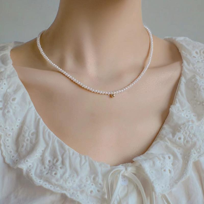 Choker Natural Mother-of-pearl Small Bead Necklace, Vintage Commuter Fashion Choker, Youthful Birthday Gift Necklace