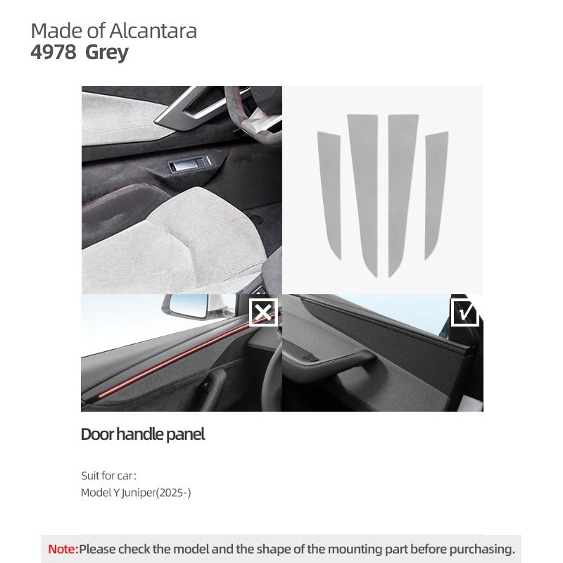 Betterhumz For Tesla Model Y Juniper 2025- Made of Alcantara Door Strip Decoration Trim Stickers Car Interior Tuning Accessories