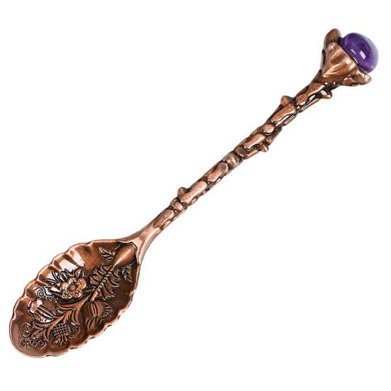 Crystal Coffee Scoop Vintage Carved Stirring Spoon Irregular Polished Stone Dessert Spoon