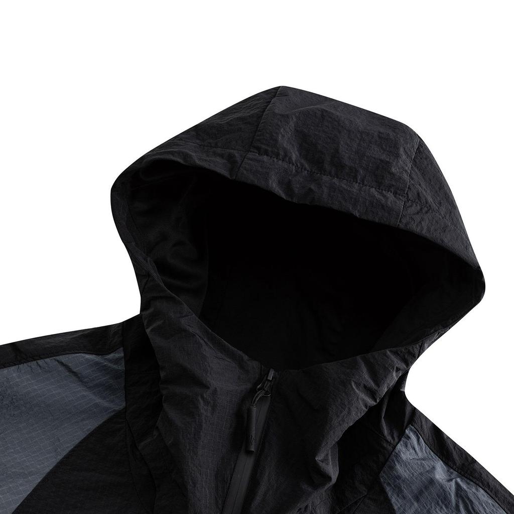 ANTA Men's Kyrie Irving Series Color Block Hooded Windbreaker Black Grey 972611604-1
