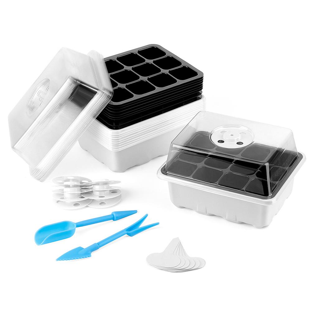 12 Holes Indoor Greenhouse Cultivation Box Seeding Tray Plant Nursery Box Set Gardening Germination Tray for Plant