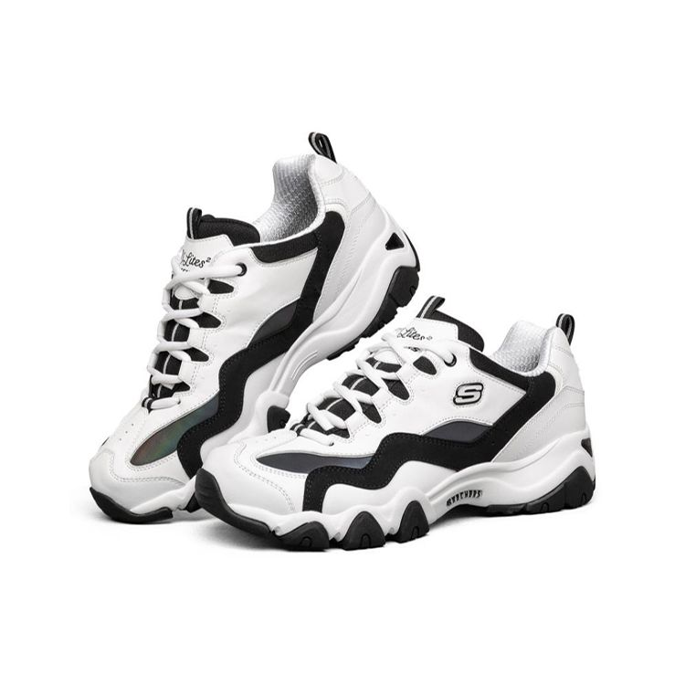 Skechers DLites 2.0 Mesh Synthetikleder Nylon Polyester Wildleder Gummi Bequem Vielseitig Niedrig geschnitten Freizeit Schuhe Herren Sneaker 666157-WBMT