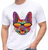 Dog T Shirt Pop Art Sunglasses Graphic Tee Cool Dog Neon Artwork Design Top