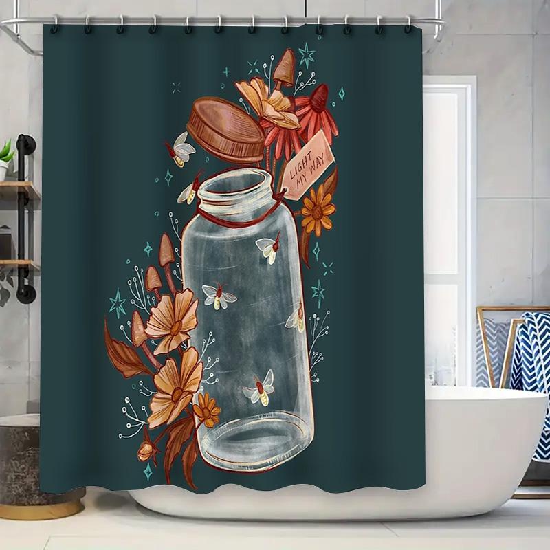 

Botanical Shower Curtain Floral Nature Fern Leaves Greenery Forest Backdrop Vintage Rustic Farmhouse Bathroom Decor W60H190(CM)-1 Pcs