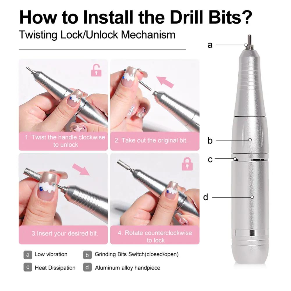 45000RPM Nail Drill Machine Portable Rechargeable Electric Nail File With HD LCD Display Professional Nail Art Polishing Machine