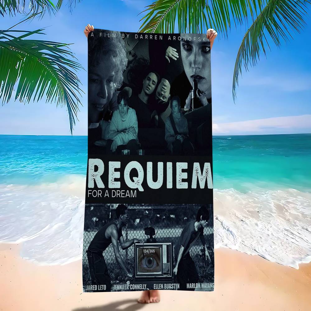 R-Requiem for a Dream Microfiber Blanket Quick Drying Beach Towels Oversized Printing Super Absorbent Pool Towel Blanket