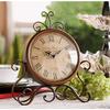Table Clock Antique Style 10 in dial 6 in Desk Clock Art Unique for Home Office Decor Iron Metal Glass Colour (Antique) (Antiquee)