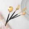 4Pcs Set Stainless Steel Colored Tableware Spoon Fork Knife Dinnerware Home Use White  Golden