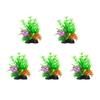Realistic Artificial Green Plant Set of 4 with Base for Fishtanks Home Office Aquariums Underwater Landscape Accessories
