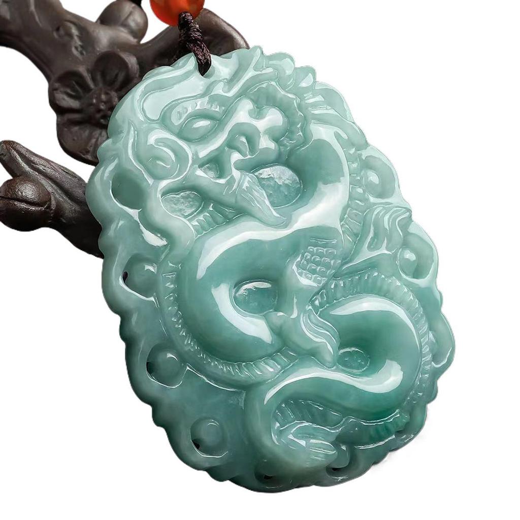Grade A Jade Pixiu Guanyin Buddha Dragon Pendant Necklace Peace Amulet