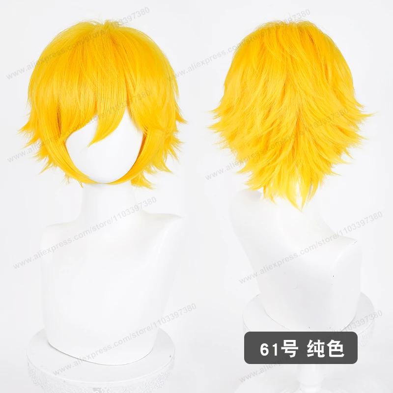 Anime Upgraded 32cm Short Flipped Ends Cosplay Wig Green Blue Purple Pink Man Women Heat Resistant Synthetic Hair