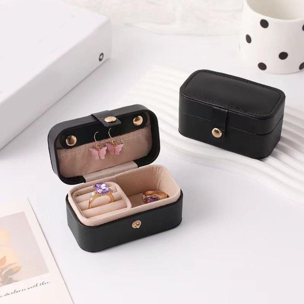 

Mini Ring Necklace Case Solid Color Jewelry Display Case Simple Earrings Holder Gifts білий