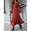 Solid Color Round Neck Long Sleeve Pullover Casual Elegant Thread Fashionable Dress