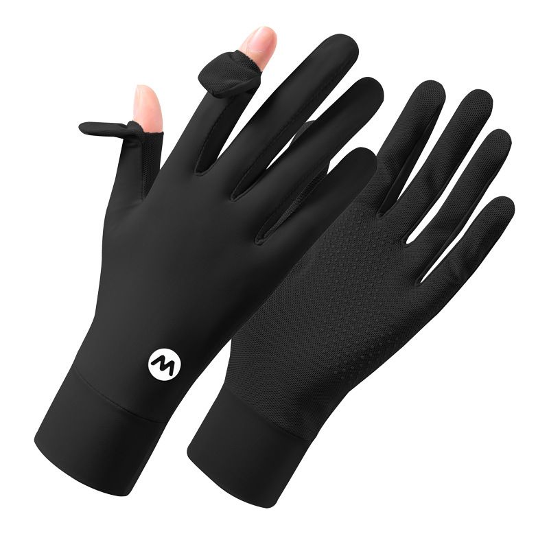 

Desert Sun Protection Gloves for Women Summer Hiking Ice Silk Thin Breathable Big Northwest Qinggan Loop Travel Wear Open Finger Black M standard All yards