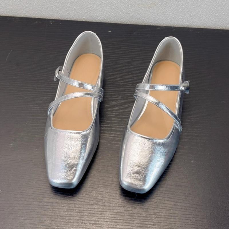 Mary Jane Single Shoes Women's Spring New Temperament Square Toe Shallow Mouth One Strap Soft Sole Flat Shoes