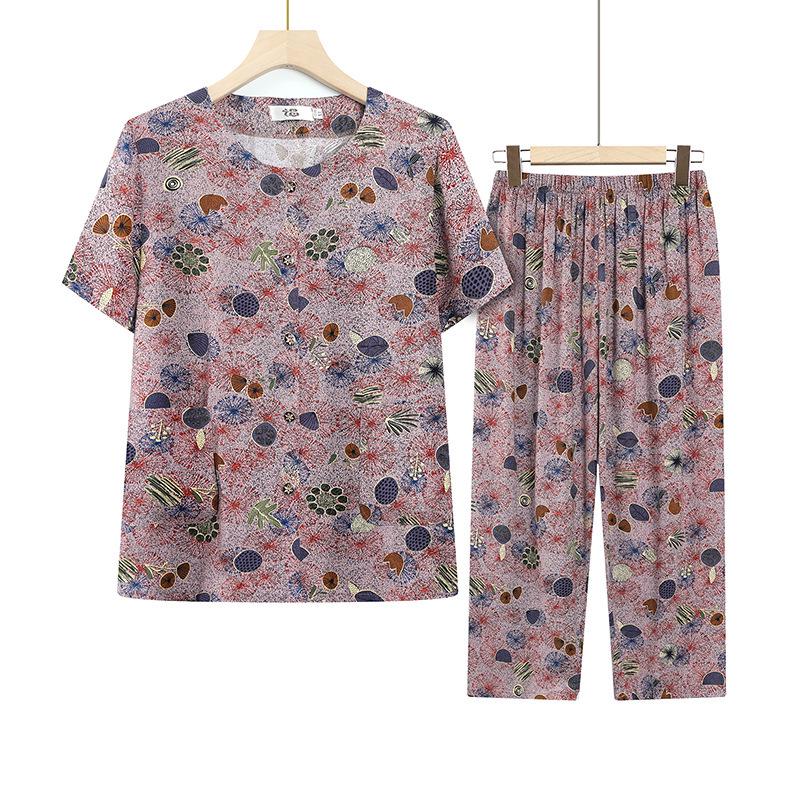 

Elderly Women s Summer Floral Shorts and Cardigan Pajama Set 2XL - 50-60 kg рожевий