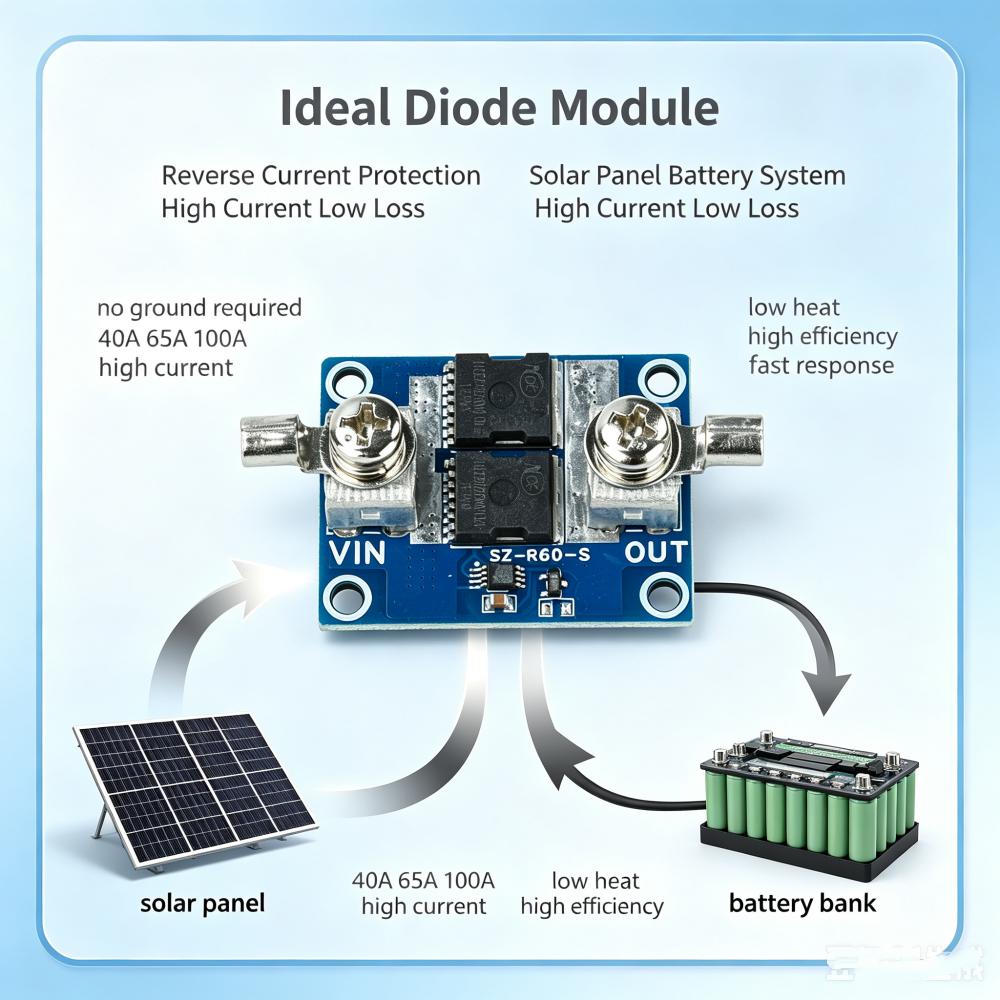 No Voltage Limit 11a 61a 111a High Current Ideal Diode Module Anti Backflow And Anti Reverse Connection Solar Charging Module