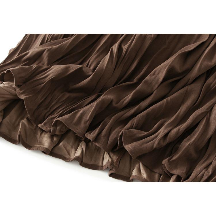 Vår och höst damkjol Hög midja Smal stökig veckad medellång stor svängig A-linje kjol Halvkroppskjol