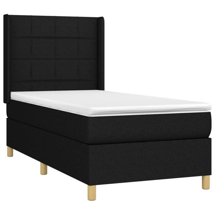 Maison Exclusive - Sommier à lattes de lit matelas et LED Noir 90x200 cm Tissu