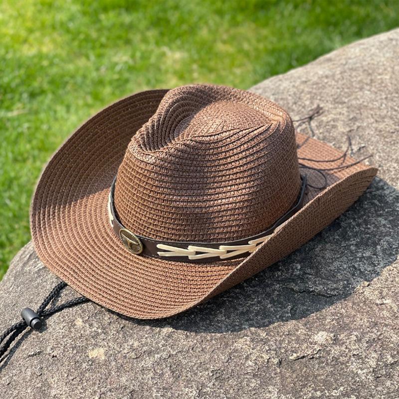Bull Head Jazz Straw Hat Women's Summer Outdoor Sun Protection Visor Beach Hat Tibetan Hat Western Cowboy Hat Men's