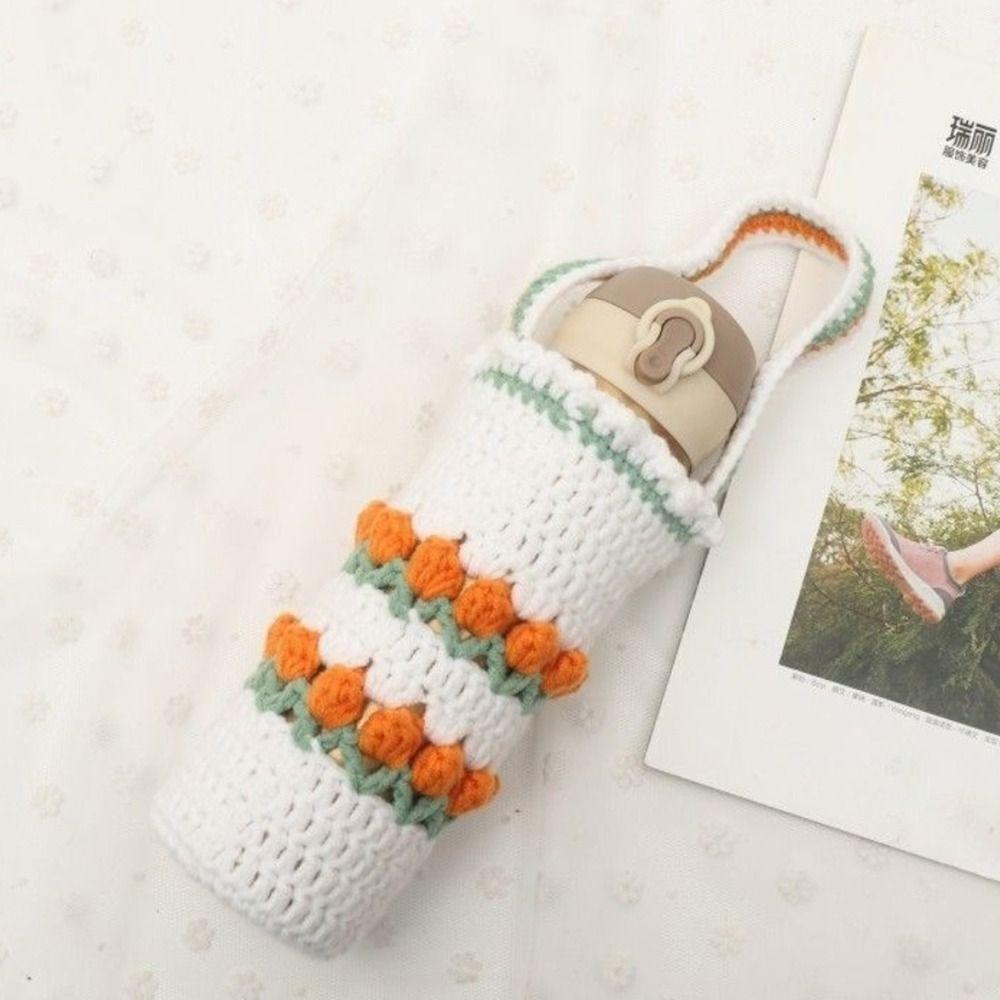 Knitted Crochet Water Bottle Cover Reusable Cup Pouch Cup Sleeve Pouch Water Bottle Accessories