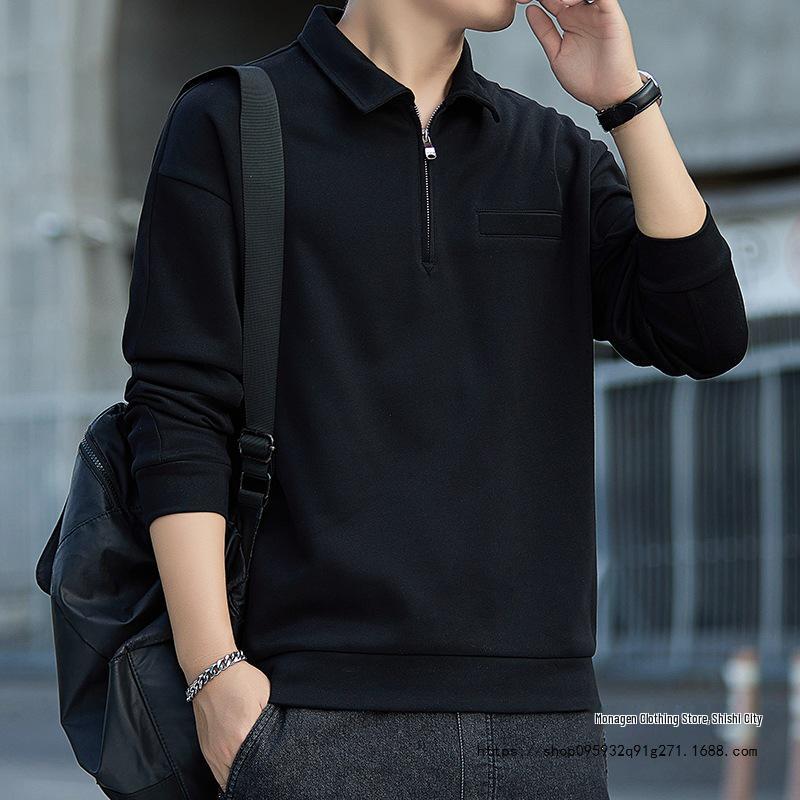 Men's Cotton Half-Zip Stand Collar Hoodie - Versatile Spring/Autumn Sweatshirt