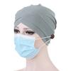 Women Solid Color Front Cross Beanie Bonnet Breathable Hat Cap with Button