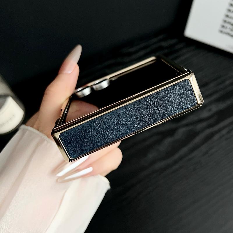 Luxus galvanisierte magnetische Hülle für Samsung Galaxy Z Flip 7 6 5 4 3 5G ZFlip7 FE ZFlip6 Leder Scharnierschutz Abdeckung Funda