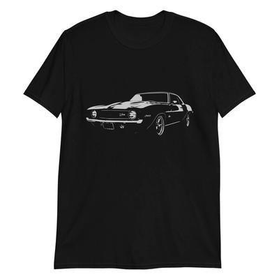Old Black Camaro Outline Chevy Muscle Car Owner Gift Short-Sleeve Unisex T-Shirt