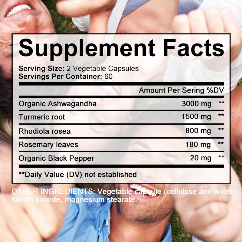 Ashwagandha Maximale Stärke 5500mg Formel Hergestellt mit 5 Natürlichen Inhaltsstoffen zur Unterstützung von Energie, Stimmung und Stressreaktion