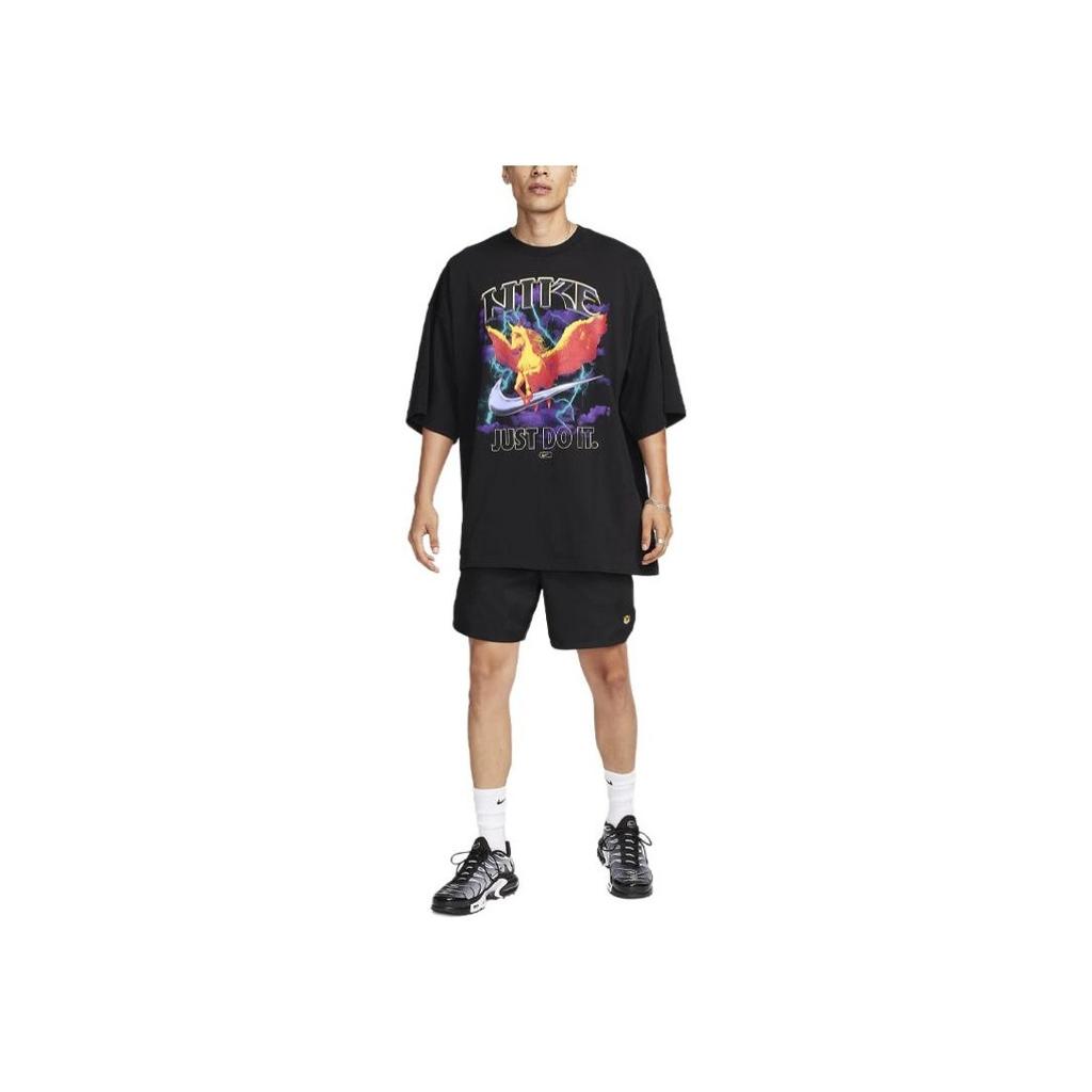 Nike Sportswear Letter Print Pattern Loose Fit Round Neck Short Sleeve T-Shirt Men Tops Black FJ1089-010